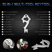 20-in-1 Stainless Steel Multi Tools Key Ring EDC Screwdriver Wrench Opener Set Pocket Outdoor Tool Multitool Keychain Portable